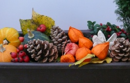 Autumn decoration in flower box