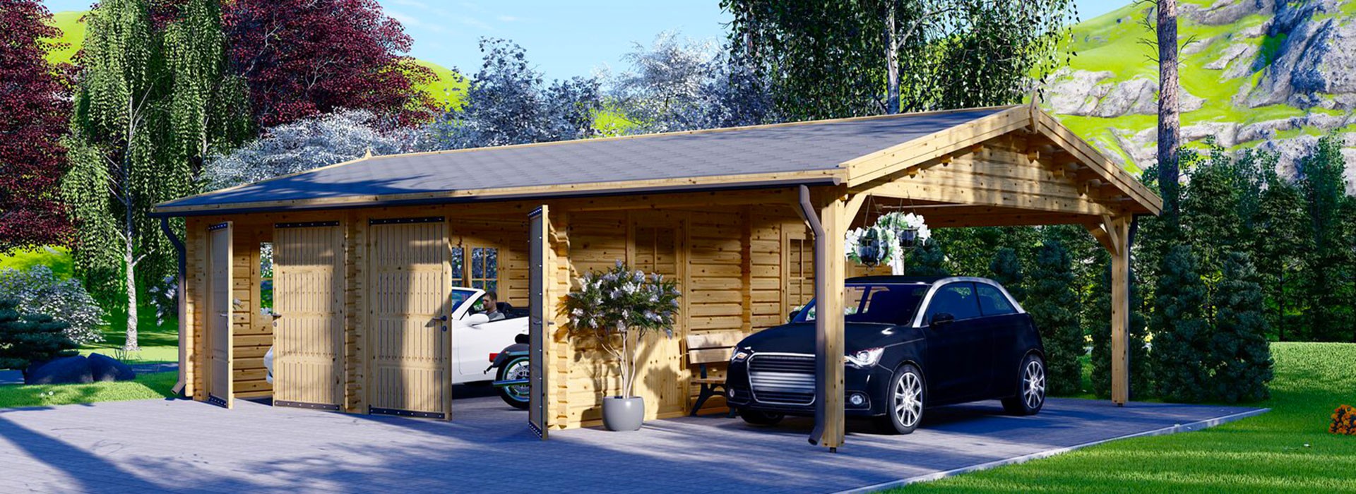 Wooden garages and wooden carports One Trade